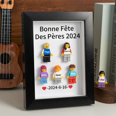 Cadre familial personnalisé avec petite figurine pour cadeau de fête des pères