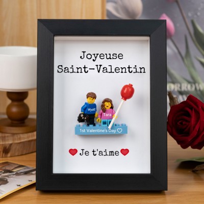 Cadre personnalisé pour petite figurine de couple, cadeau de Saint-Valentin