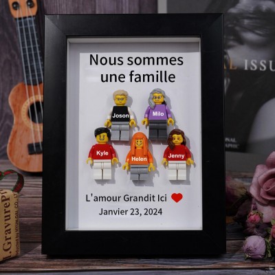 Cadre familial personnalisé avec petite figurine pour cadeau de fête des pères