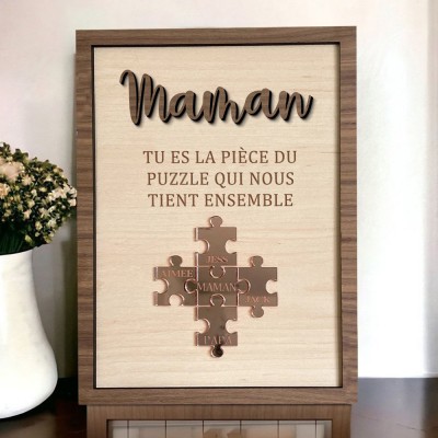 Pièces de puzzle en bois personnalisées pour maman, idées cadeaux pour maman, grand-mère, cadeaux de fête des mères