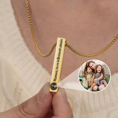 Collier de projection personnalisé avec photo à l'intérieur des idées de cadeaux de famille Cadeaux photo uniques pour maman papa