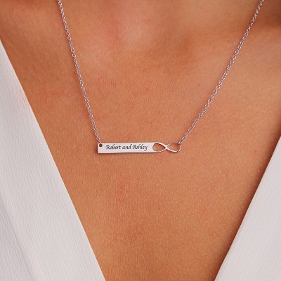 Collier Barre Infini Personnalisé Avec Gravure