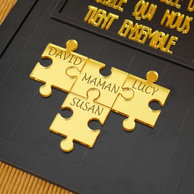Pièce de puzzle personnalisée en bois pour maman qui nous tient ensemble, cadeau de fête des mères