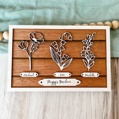 Personalized Nana's Garden Birth Flower Sign with Kids Names Gift Ideas for Grandma Mother's Day Gift 