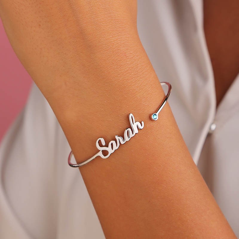 Bracelet Pr nom Personnalis avec Pierre de Naissance Adorlla