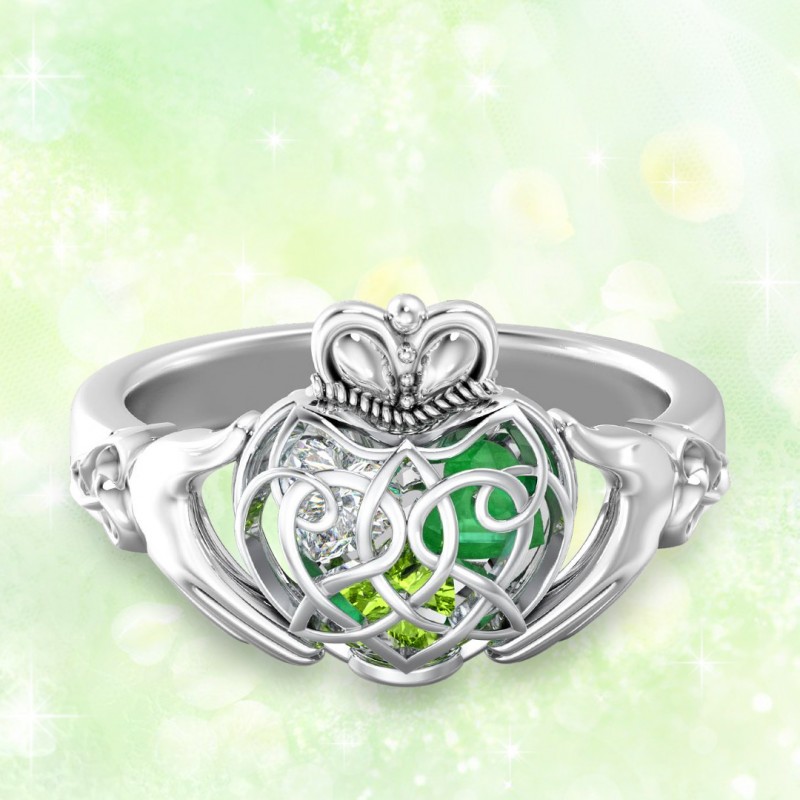 Caged shop claddagh ring