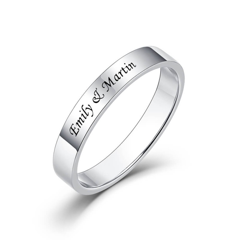 Bague pr nom grav e promesse personnalis e en argent sterling S925